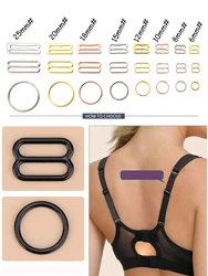 100pcs/lot 6mm~25mm Metal Bra Rings and Sliders Strap Adjusters buckles Underwear Sliders Rings Clips For Lingerie Adjustment