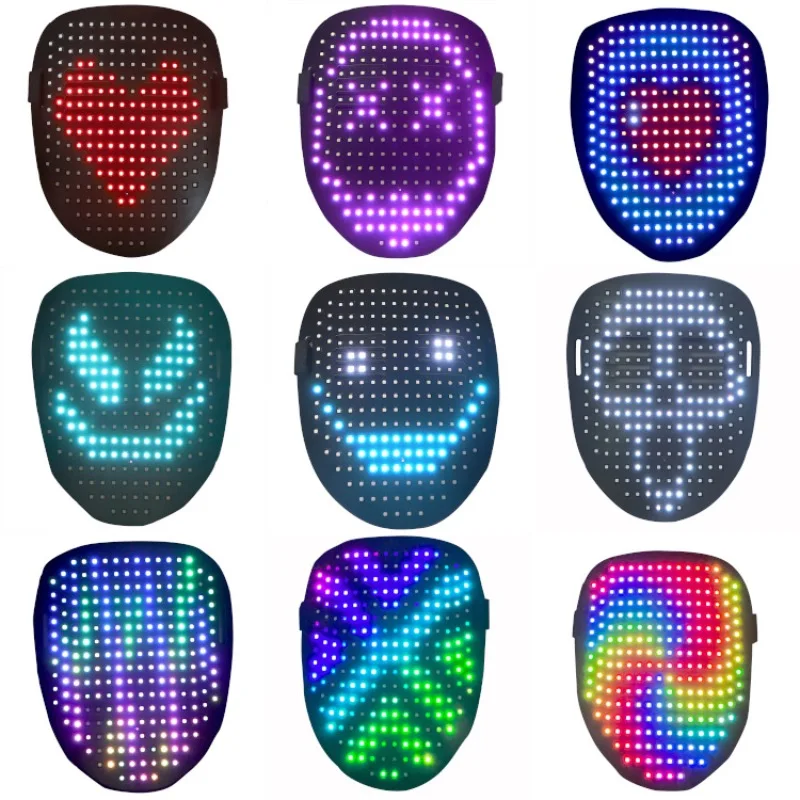 

LED Mask Full Face Luminous Face Change Sensing Party Rave Accessories Nightclub Stage Show Dance Wear Atmosphere Props Adult