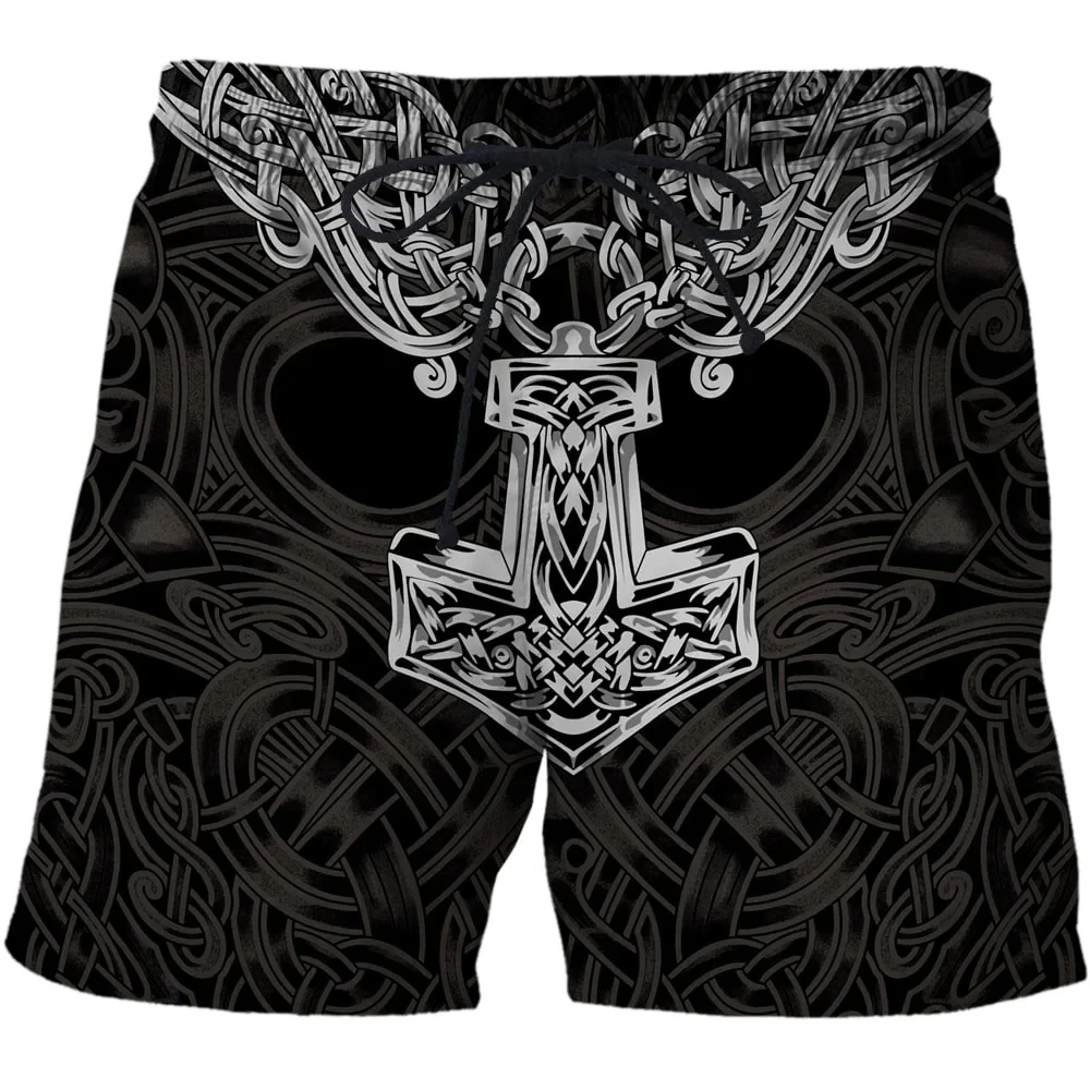 

New Viking Myth Valhalla Totem Summer Fashion Men Women Tracksuits Crewneck Hip Hop Shorts Plus Size S-7XL Gym Shorts Men S-7XL