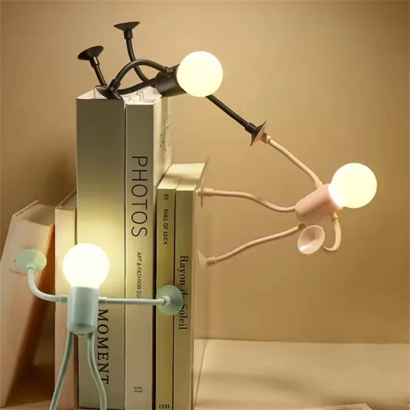 Lampu tidur olahragawan bentuk variabel, lampu tidur DIY bentuk bebas dengan suction cup, dapat dibengkokkan untuk dekorasi kamar tidur, kamar mandi, dan Natal