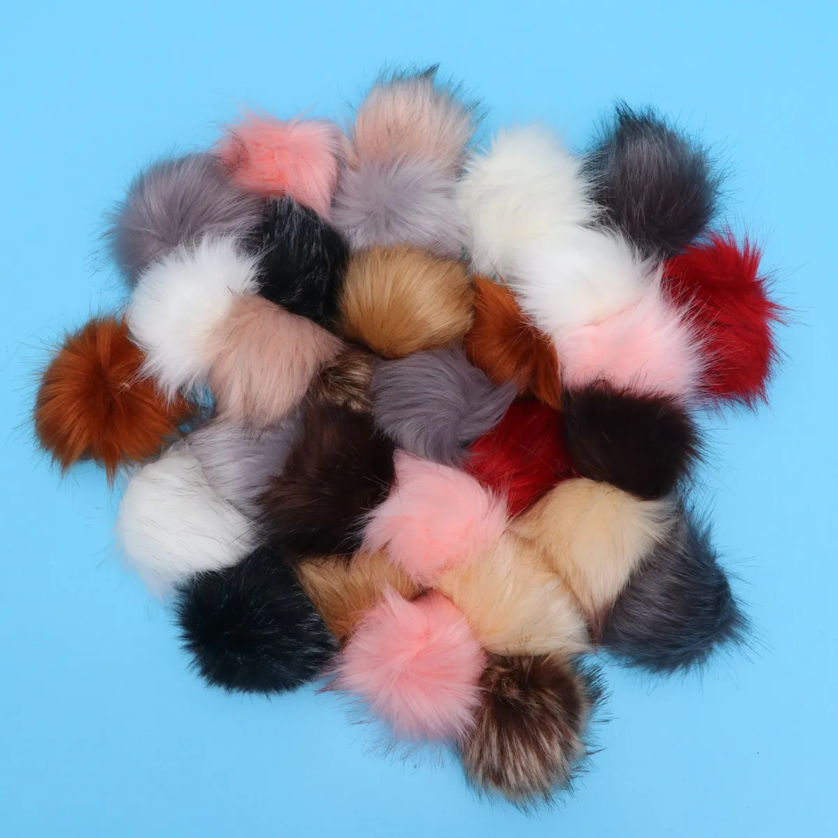 

30Pcs Artificial Pom Keychain Soft Hairball Backpack Pendant Decoration Assorted Colors Craft Poms for Party Handmade Gift