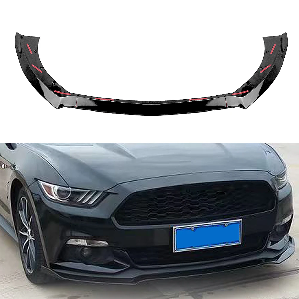 

For Ford Mustang 2015 2016 2017 Front Bumper Spoiler Lip Splitter Chin Lip Gloss Black Lower Body Kit Trim Guard Plate Blade