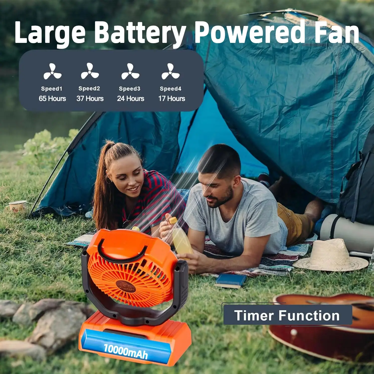 New outdoor portable cooling appliance electric fan, orange electric fan with suspension function