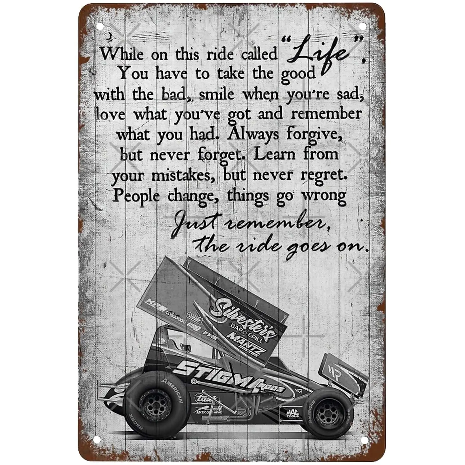 Funny Sprint Car Racing Just Remember The Ride Goes On Sprint Car Drivers Signs Wall Decor Vintage Metal Tin Sign Art Poste sign
