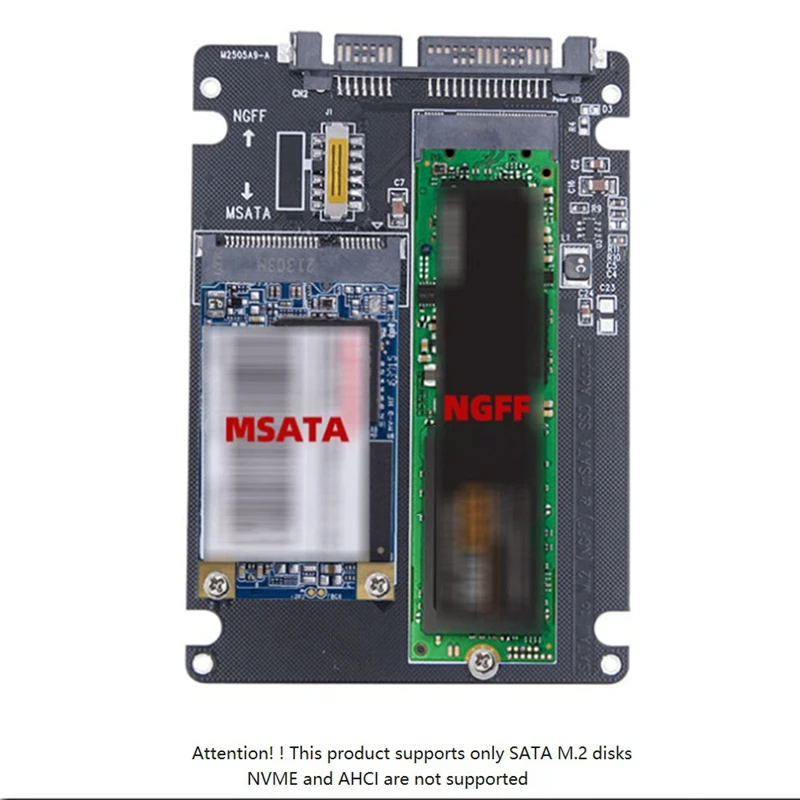 M.2 SSD de estado sólido para Sata3 Ngff Msata para placa adaptadora serial de dupla utilização 2 em 1 com interruptor