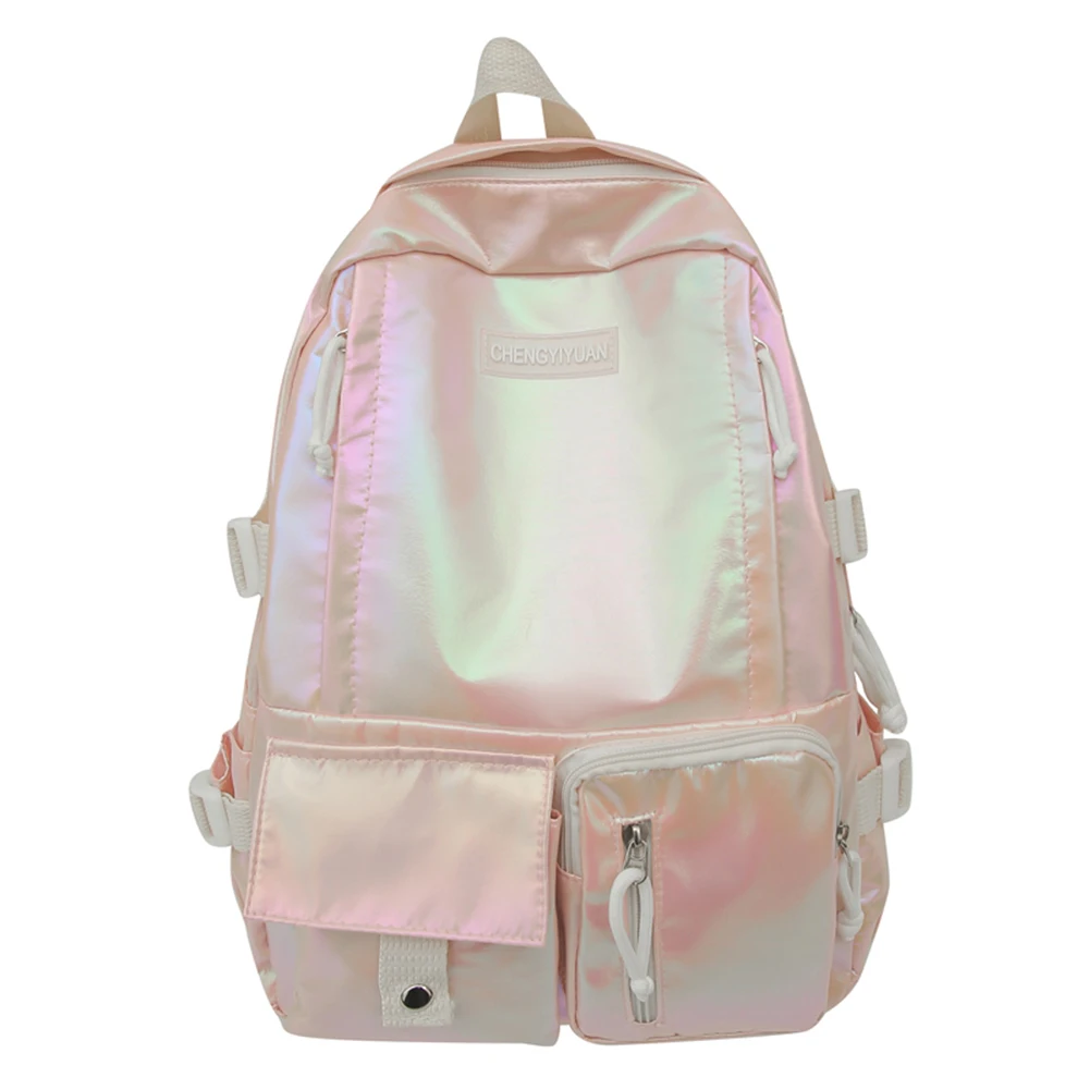 Women Laser Backpack Multi-Pocket Campus Backpack Large Capacity Double Shoulder Bag for Middle High School Students