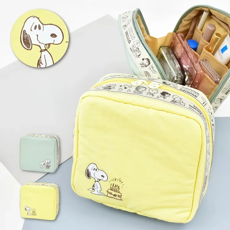 

Hot Anime Snoopy Series Square Cosmetic Bag Cartoon Creativity Printing Portable Multi-compartment Storage Bag Coin Purse Gift