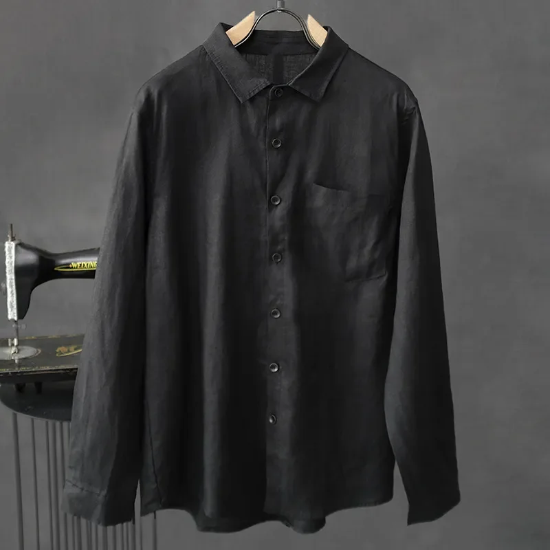 26 years of casual linen simple and versatile solid color breathable long-sleeved shirt