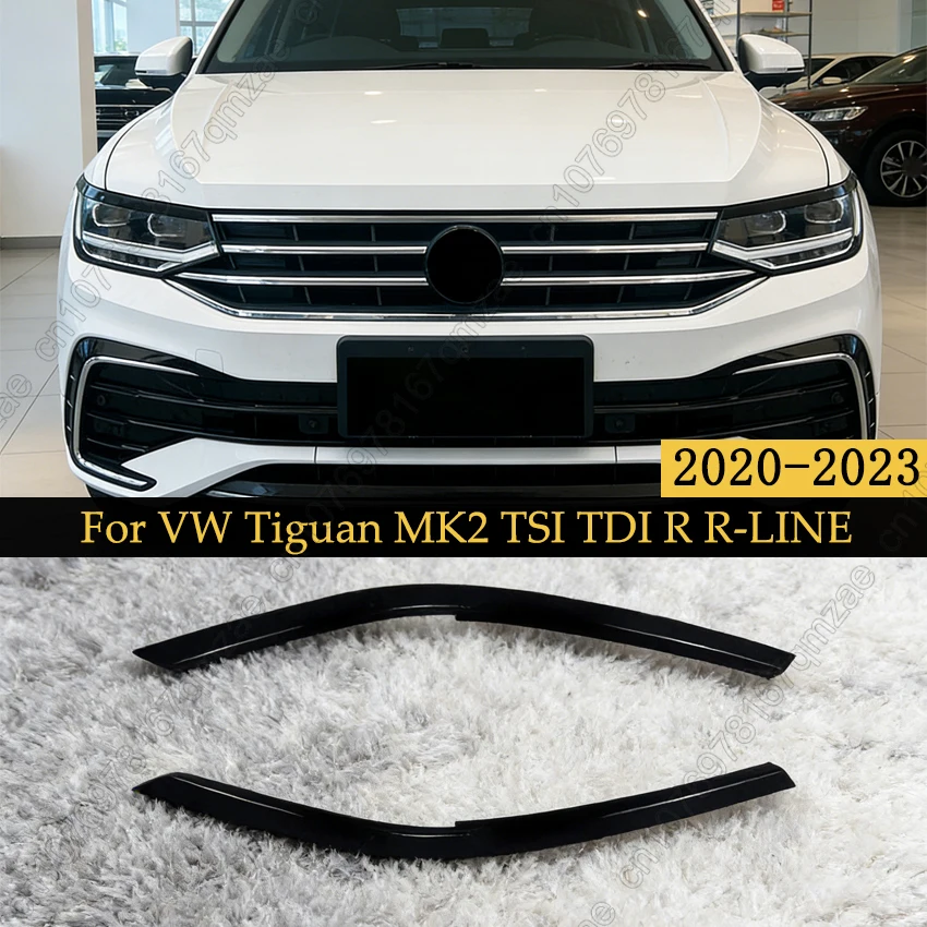 

2 шт. глянцевые черные накладки на фары (реснички) для VW Volkswagen Tiguan MK2 TDI TSI R R-LINE 2020-2023, элементы внешнего тюнинга кузова
