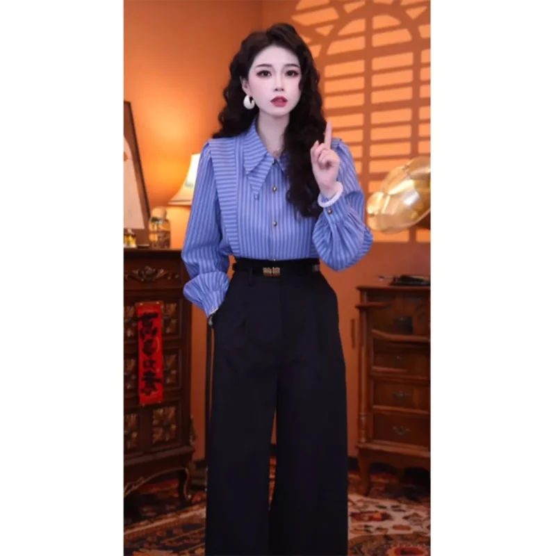 เสื้อเชิ้ตแขนยาวลายทางสีฟ้า ฤด - Summer Clothing In French บทวิจารณ์และราคา
