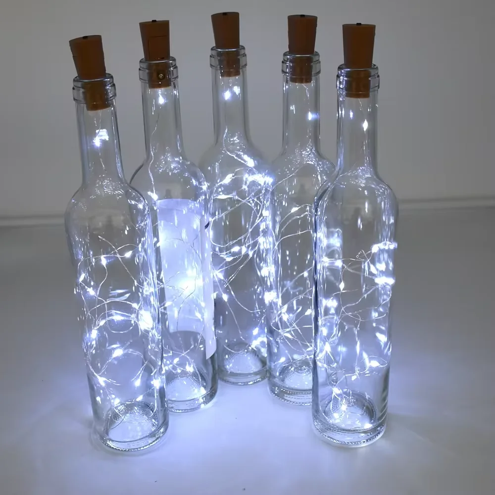 15 Pack Wine Bottle Lights with Cork 20 LED Cork Lights String Battery Operated Mini Copper Wire Light Is 6.5 Feet for DIY