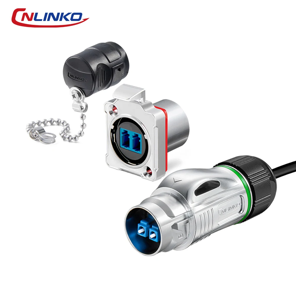CNLINKO M24 Waterproof Fiber Optic Connector LC-LC Single Mode Dual Core Pigtail with 3 Meter Cable