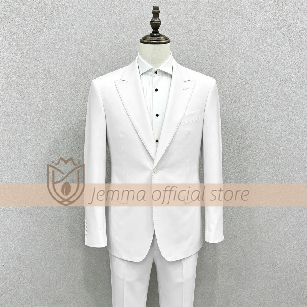 Men's 2-Piece Peak Lapel Suit with Decorative Stitching for Weddings, Parties, Formal Dinners and Cocktail Events, Customizable