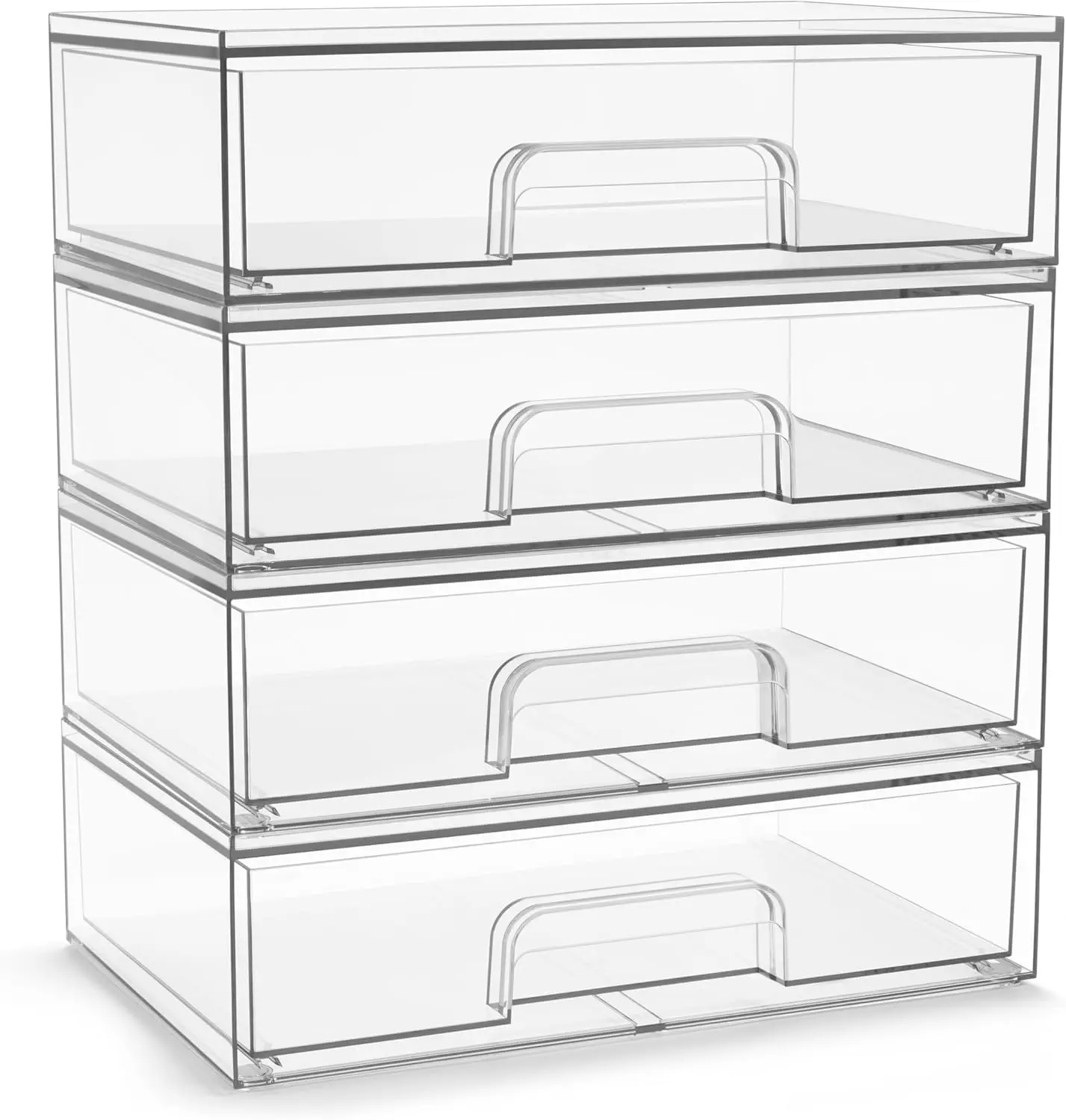 

Набор прозрачных акриловых контейнеров для хранения - 4 шт., штабелируемые органайзеры для ванной и дома