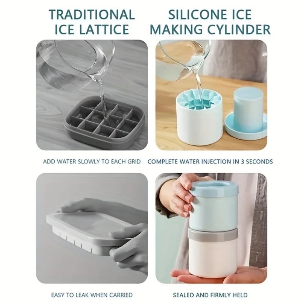 1 Cylindrical Ice Cube Mold, Silicone Ice Mold for Quick Freezing of Ice Cubes for Home Bars