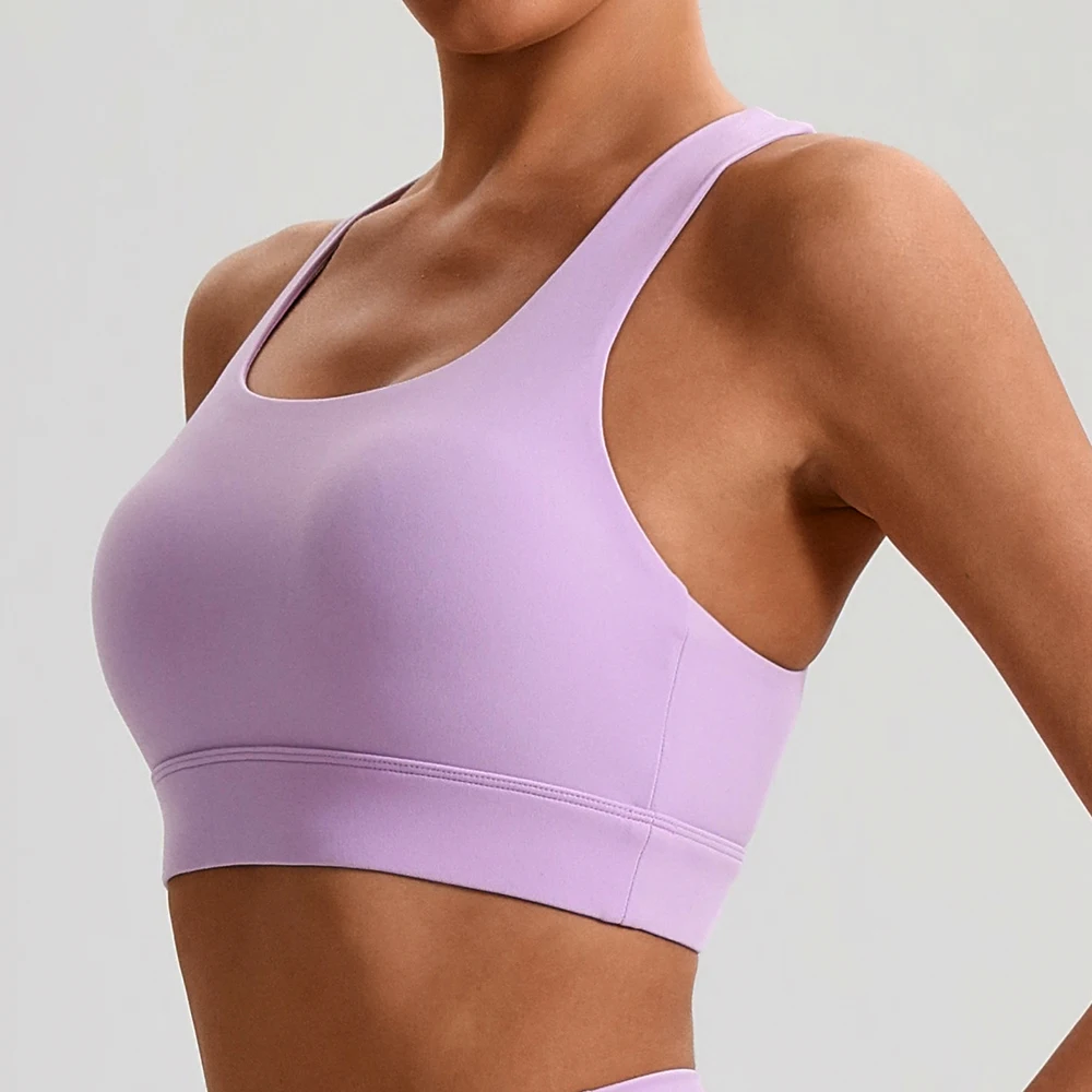 Naked Feeling Push Up Sports Bra for Women Padded Cross Back Fitness Workout Top Breathable Gym Clothes
