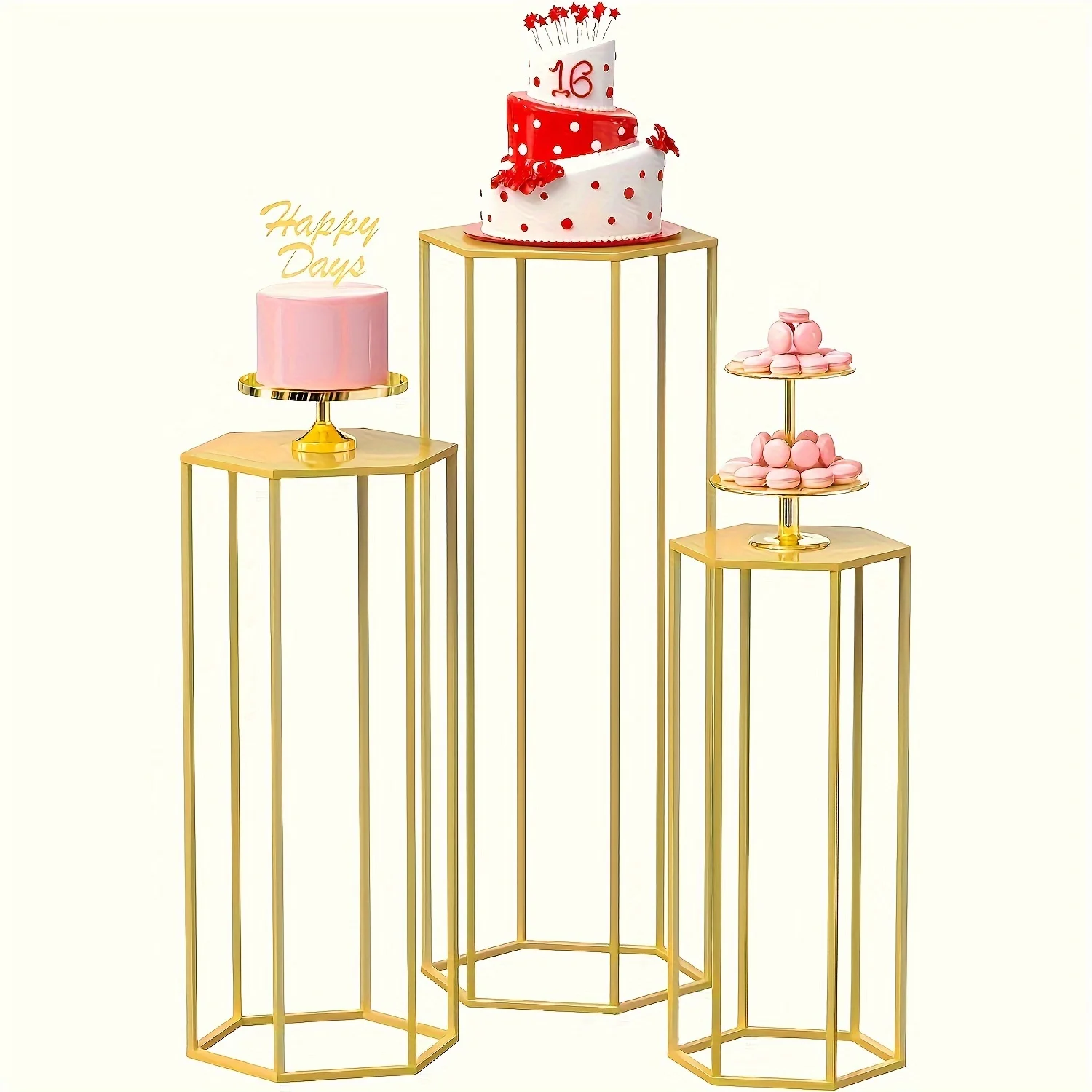 Large 6-sided 3-piece Storage Rack, Vase Decoration Bottle, Home Decoration, Party Decoration, Placing Cakes, Bouquets