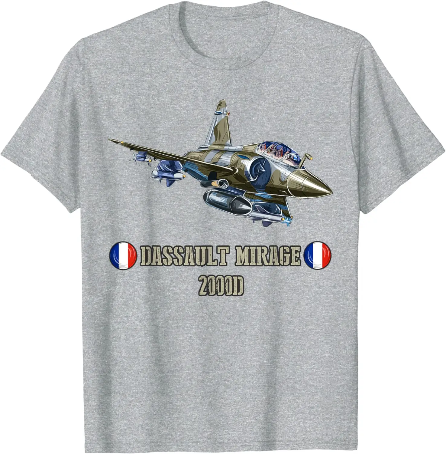 France Military Jet Fighter Dassault Mirage 2000D Men T-Shirt Short Sleeve Casual 100% Cotton TShirt