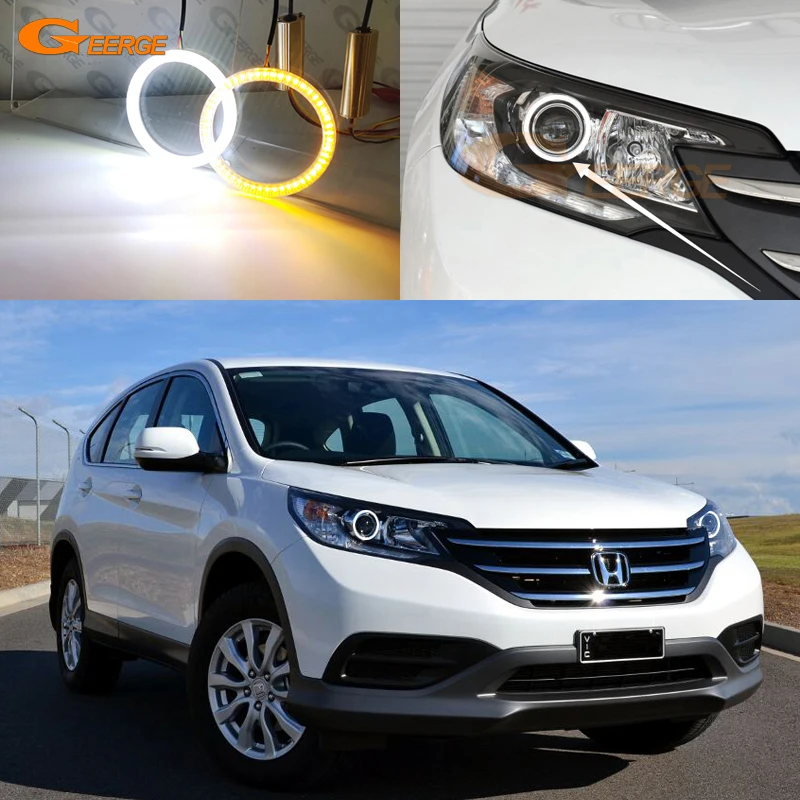 

For Honda CR-V CRV IV 2012 2013 2014 Ultra Bright A/W Switchback Day Light DRL Turn Signal LED Angel Eyes Kit Halo Rings