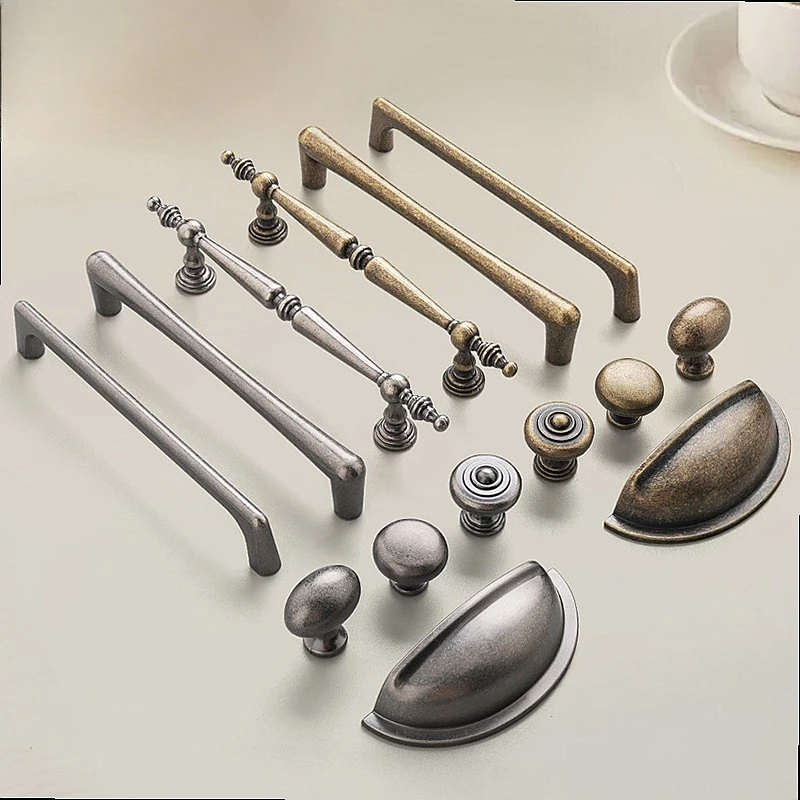 Vintage Bronze Aluminum Cabinet Drawer Pull Handle for Kitchen Wardrobe Closet