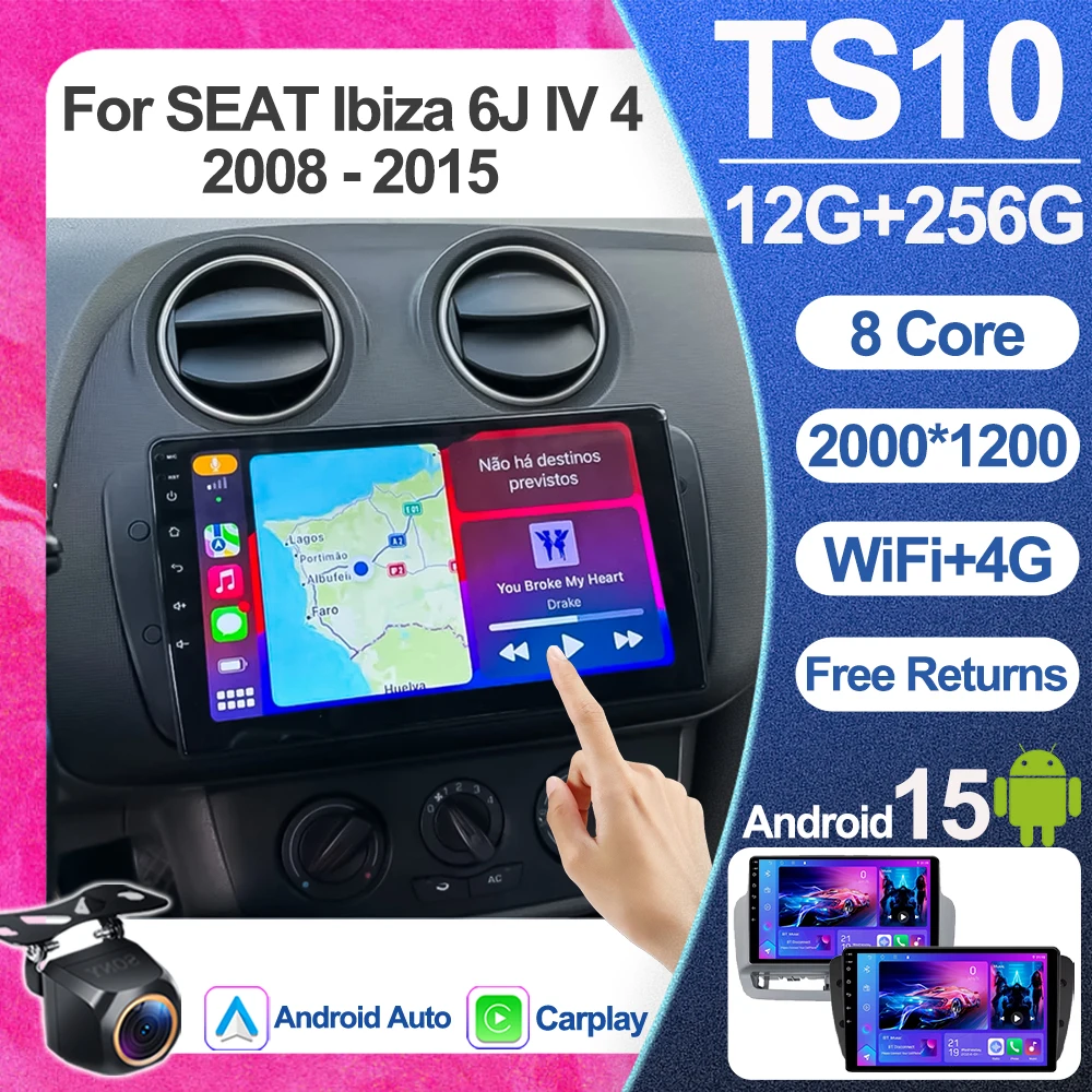 

For SEAT Ibiza 6J IV 4 2008 - 2015 Car Radio Carplay GPS Navigation Android Auto Multimedia Player Stereo No 2din Video 5G Wifi