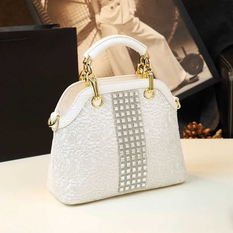 2024 New Fashion Crocodile Pattern Women\'s Bag Versatile, Elegant, Large Capacity Lace Handbag, Middle aged Mom\'s Bag