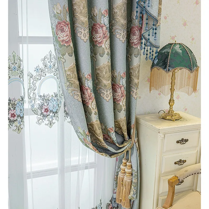 Custom  Size！！European Style High-end Luxury Atmospheric Chenille Blackout Curtains for Living Dining Room Bedroom Decor Window