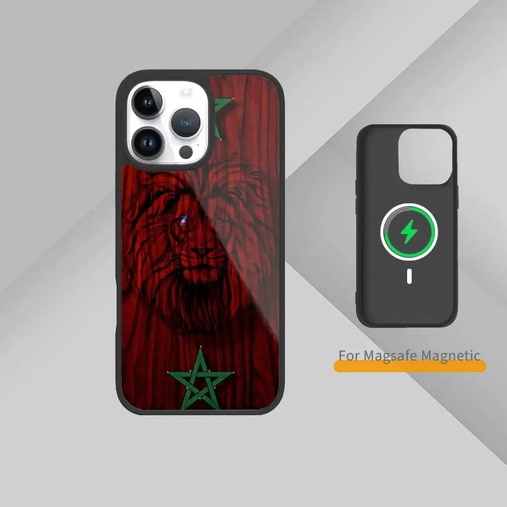 Casing Ponsel Bendera M-Maroko-ES Untuk iPhone17,16,15,14,13,12,11 Plus,Pro Max Magnetik Untuk Pengisian Daya Nirkabel Magsafe