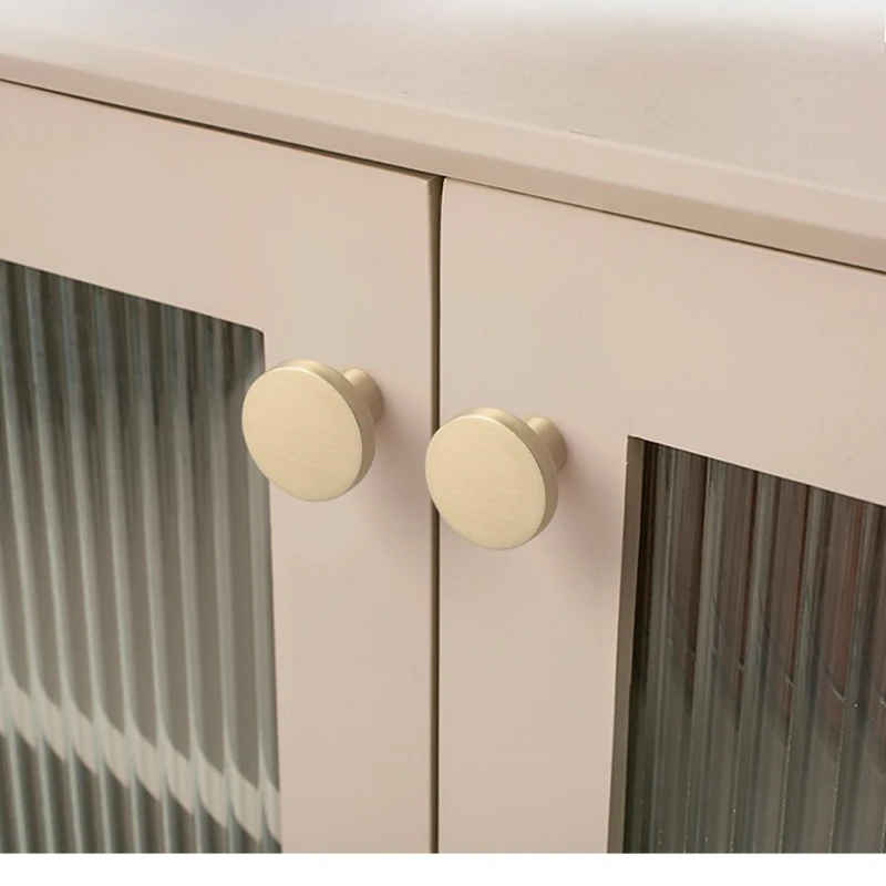 Brass Gold Round Handles - Bathroom, Kitchen Drawer Pulls & Knobs for Wardrobe, Shoe Cupboard Door Hardware