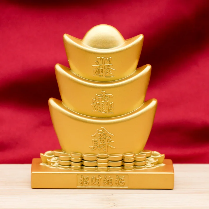 Step by Step Success Wealth Attracting Treasure Ingot Ornament Sand Gold Color Entrance Cashier Desk Ornament Good Luck Opening
