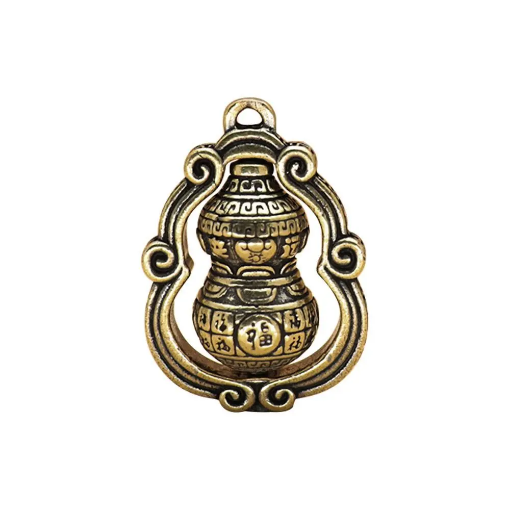 Feng Shui Brass Chinese Letters Blessing Lotus Gourd Charms Key Chain Pendants Pill Box Home Storage Box Lucky Wealth Gift