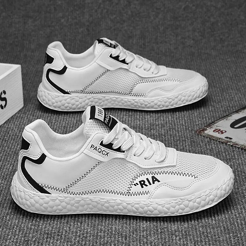 

Мужская обувь, новинка 2024, легкие сетчатые повседневные маленькие белые туфли на мягкой подошве, мужские летние дышащие сетчатые туфли на плоской подошве