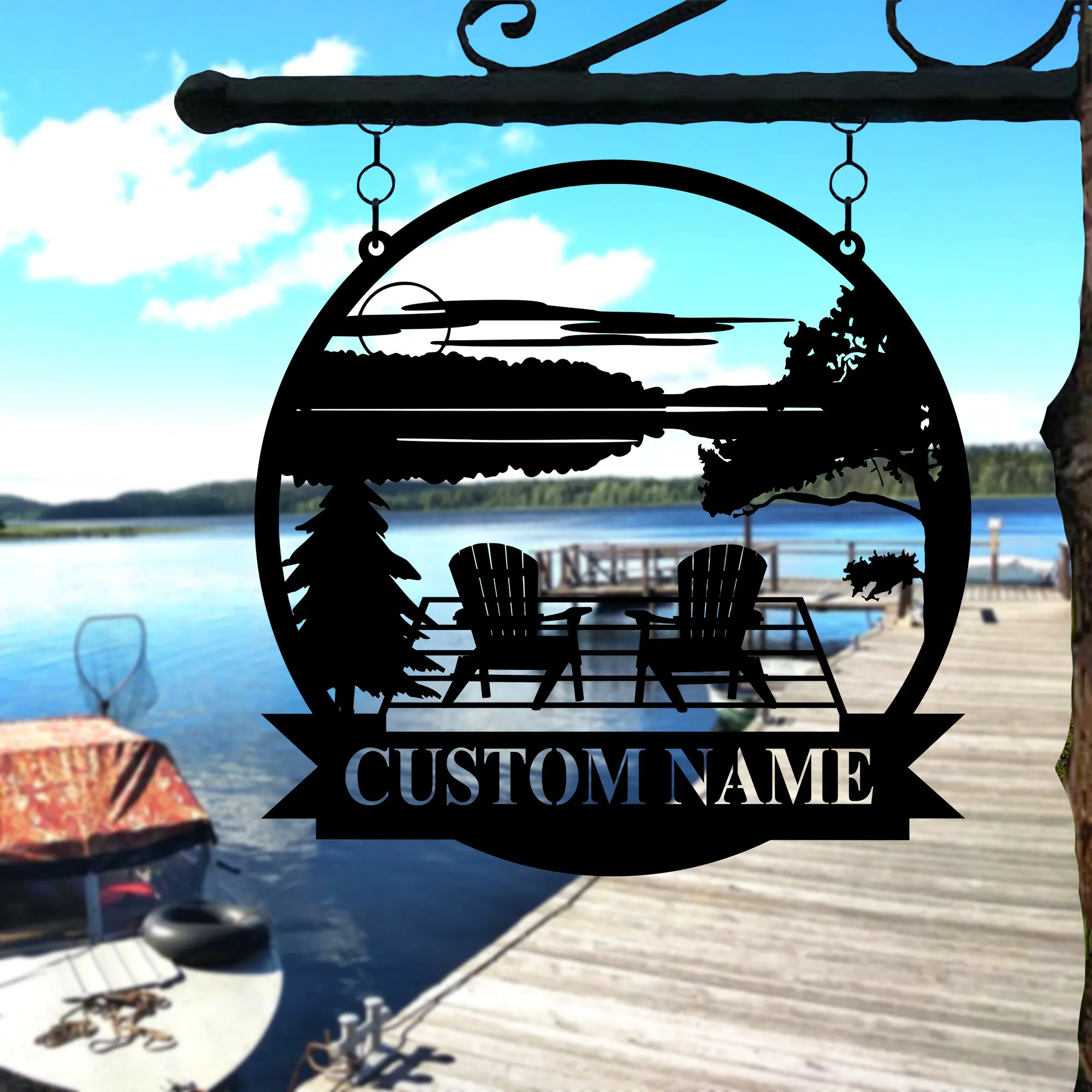 

Custom Lake House Metal Sign Forest Lake Sign Lake House Name Sign Camping Metal sign Lake House Decor Front Porch