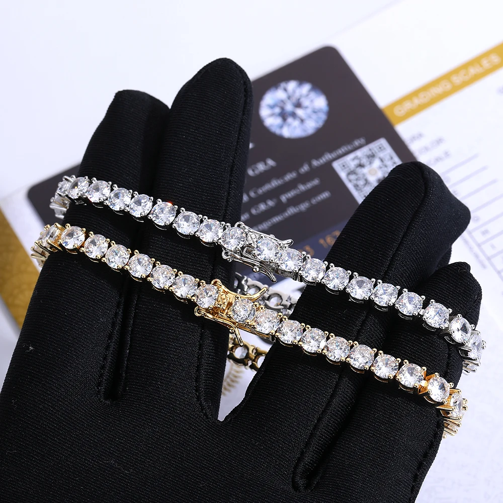 

Новая теннисная цепочка из меди с муассанитом VVS 2/3/4/5 мм, блестящая, с инкрустацией, на заказ, подарок для женщин, ювелирное украшение, браслет