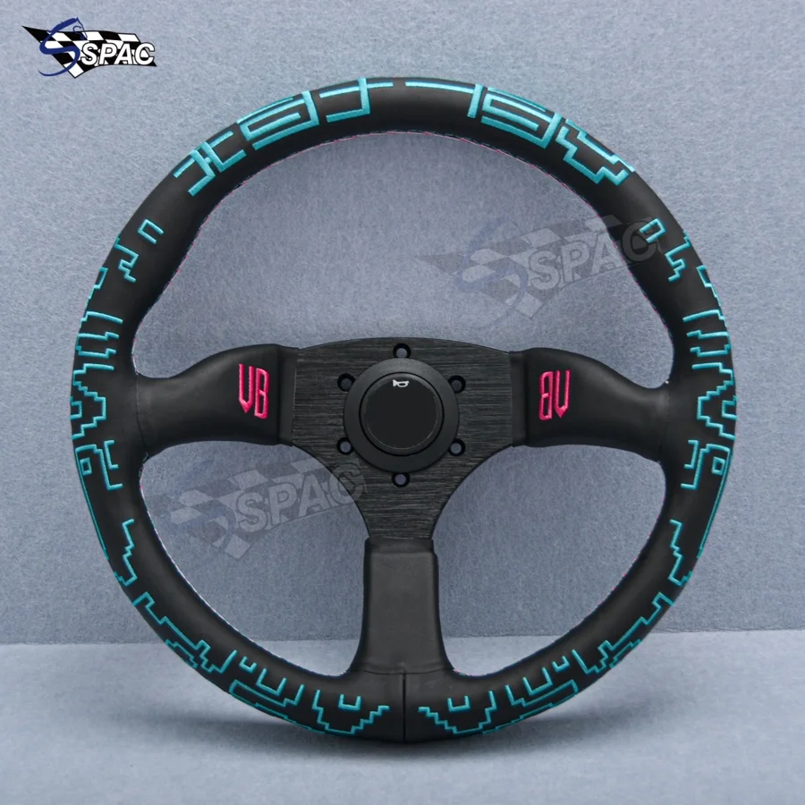 Классический 14-дюймовый кожаный руль из микрофибры 350 мм BOWZ Racing Спортивный руль