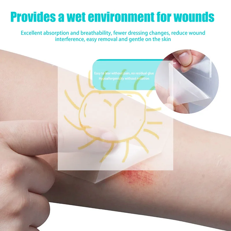 Rolo hidrocolóide para cuidados com feridas, ataduras hidrocolóides com autoadesivo, ataduras doloridas de cama, altamente absorvente para queimaduras