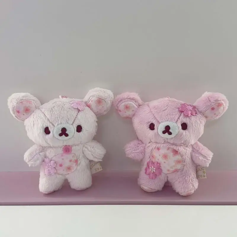 Kawaii Cartoon Cherry Blossom Pink Rilakkuma Plush Toys Keychain 10Th Anniversary Backpack Pendant Soft Stuffed Doll Friend Gift