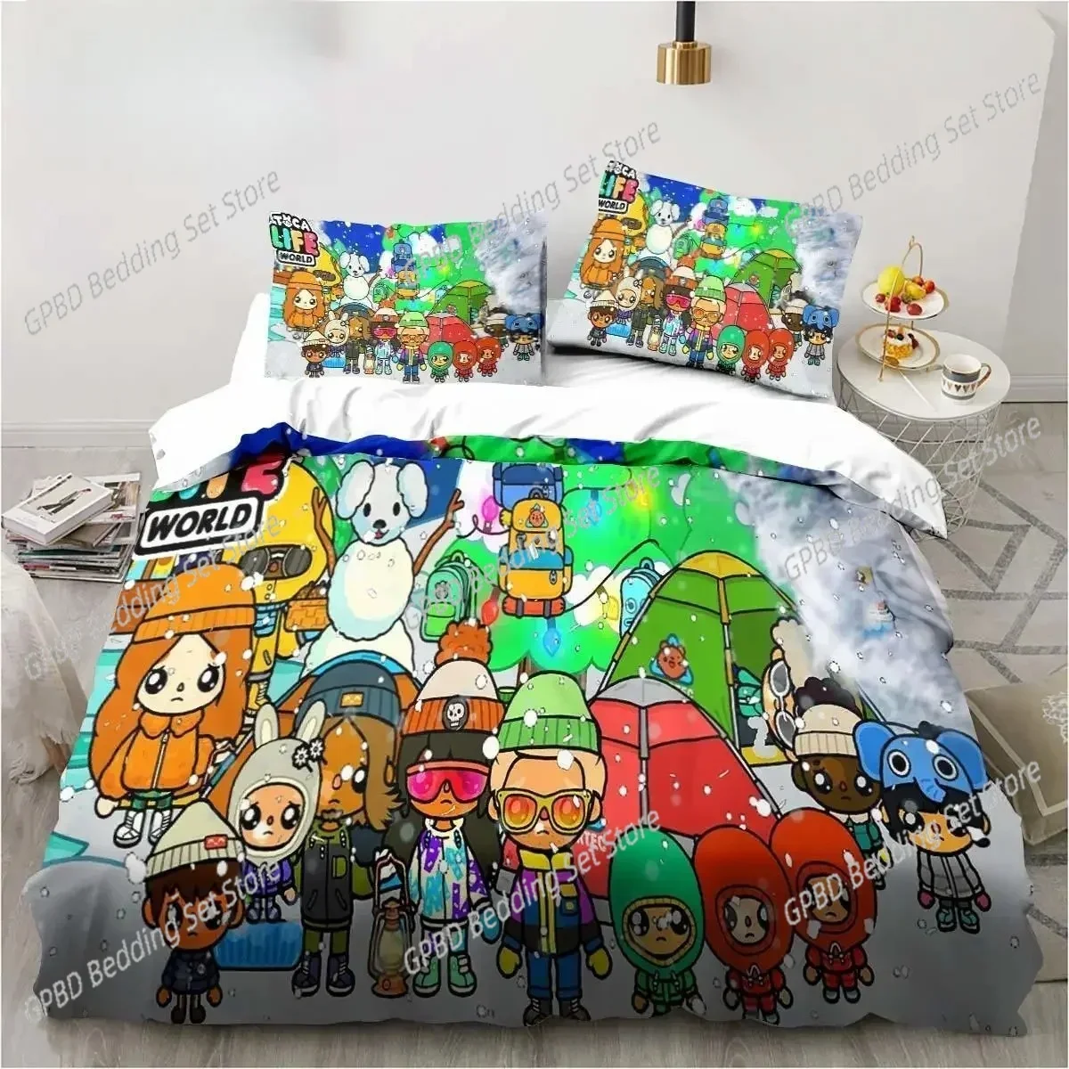 

New Luxury New 3D Print Cartoon Game Toca Life World Bedding Set Duvet Cover Bed Set Quilt Cover Pillowcase king Queen Size