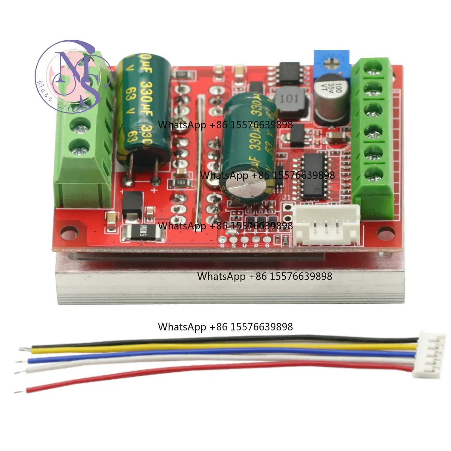 ZOCI-DC 6-60V 16A 400W 3 Phase BLDC Brushless Motor Driver Module with Hall Sensor, Forward Reverse Brake PWM Control