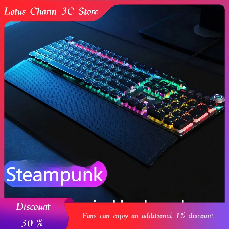 Aula F2088 Electroplated Punk Mechanical Anti-Ghost keyboard Cable Esports Game Pubg Cs Valorante Gaming Keyboard Desktop Laptop