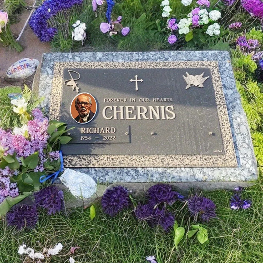 2D Flat Not 3D 1pc Custom Photo Memorial Headstone Tile Customizable Cemetery Decorations for Grave Memorial Day gift.