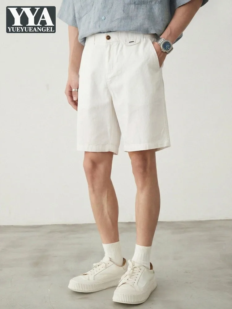 Fashion New Male Summer Business Casual Suit Shorts Thin Style Loose Fit Knee Length Trousers Mens Solid Color Straight Shorts