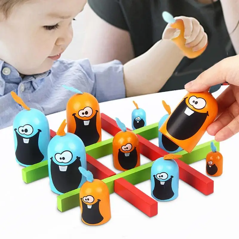 Creative Tic Tac Toes Cartoon Thinking Training Gobblers Board Game Big Eat Small Strategy Game Educational Toy For Kids