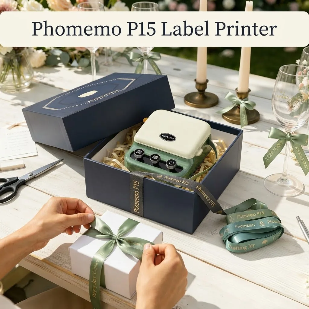 Phomemo P15 Thermal Transfer Label Printer, Portable Ribbon Bluetooth Wireless Label Maker for DIY Tag Creation