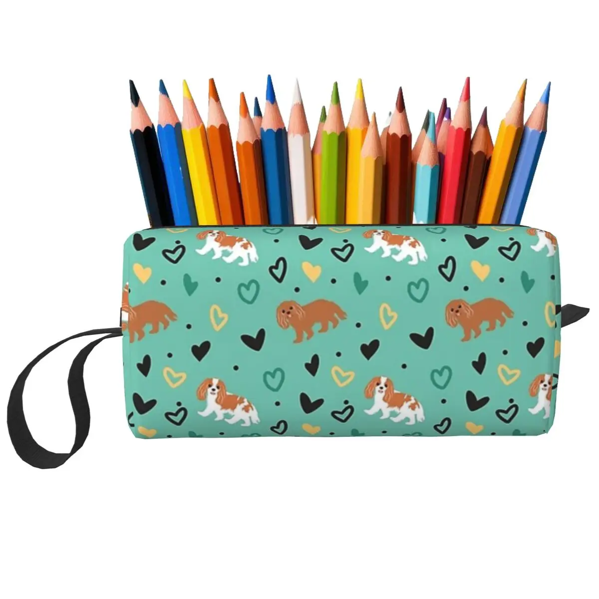 Love Cavalier King Charles Spaniel - Bolsa de maquillaje Ruby And Blenheim, bolsa de cosméticos para mujer, estuche de viaje para lápices de belleza