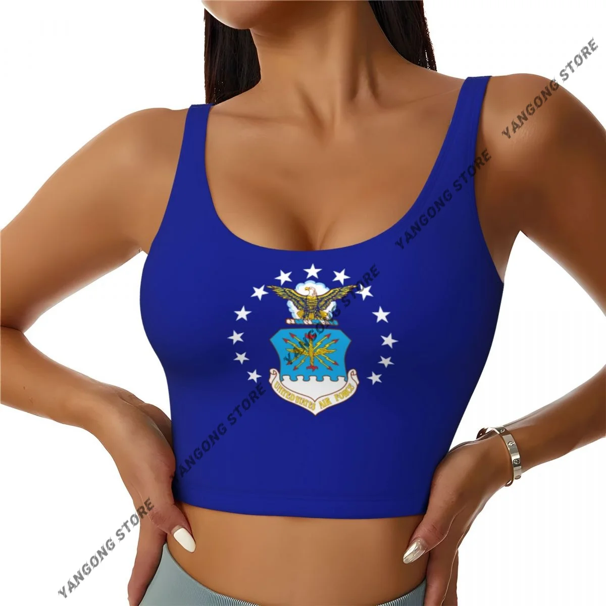 Women Sexy Sports Vest US Air Force Flag Female Streetwear Sport Lingerie Tee Crop Top