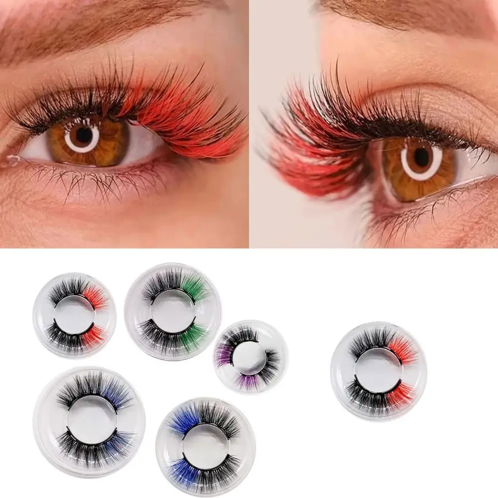 Manga cílios feitos à mão cílios magnéticos reutilizáveis naturais 5d vison cílios fofos coloridos cílios postiços palco