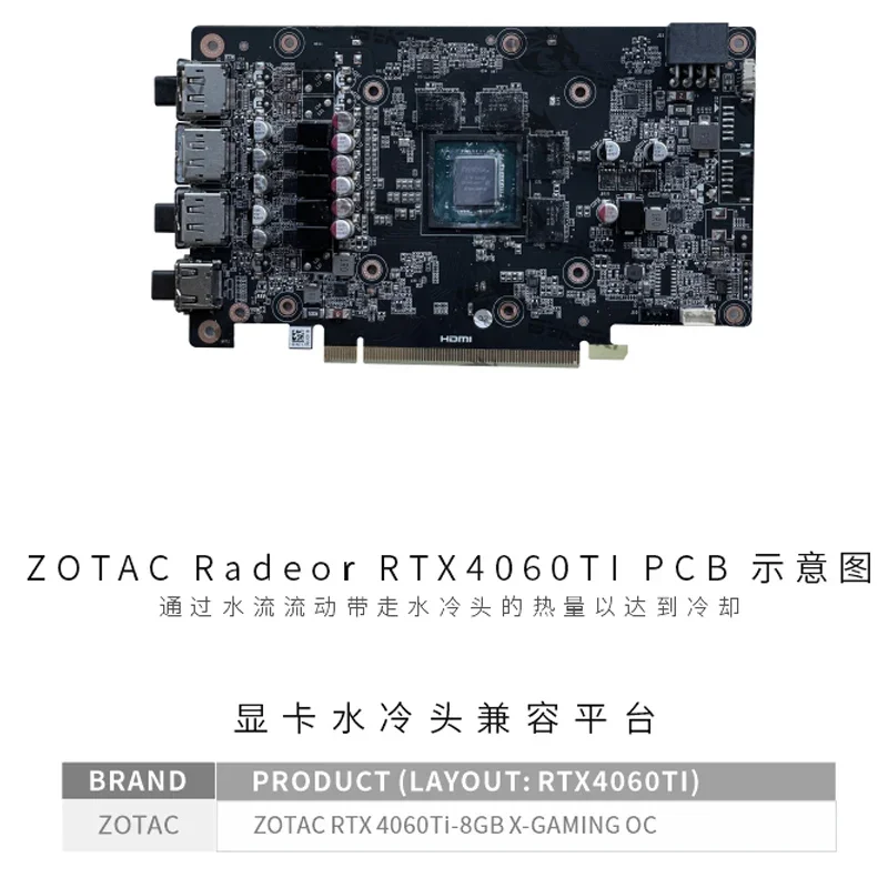 Bykski GPU Block for ZOTAC RTX 4060Ti-8GB X-GAMING OC Video Card Copper Cooling Radiator RGB SYNC N-ST4060TIXG-X