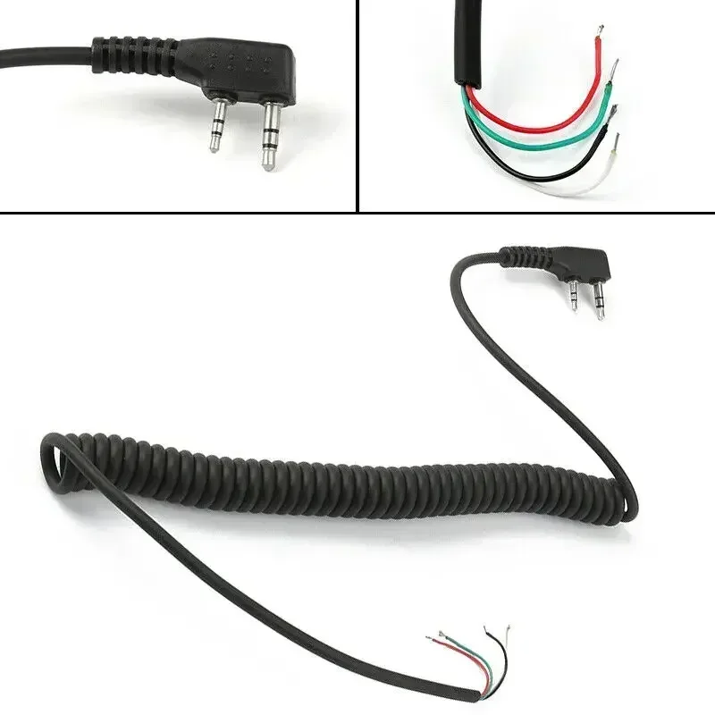 Cable de walkie talkie con micrófono y altavoz de 4 cables para Baofeng UV5R TK370 para micrófono de mano Linton YTY línea de micrófono de altavoz de 2 pines y 4 cables