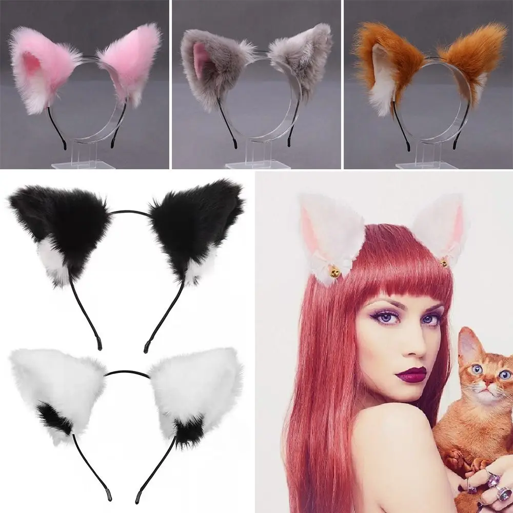 Fashion Furry Animal Ear Hair Hoops Plush Cat Ear Headbands Fox Anime Hair Accessories Halloween